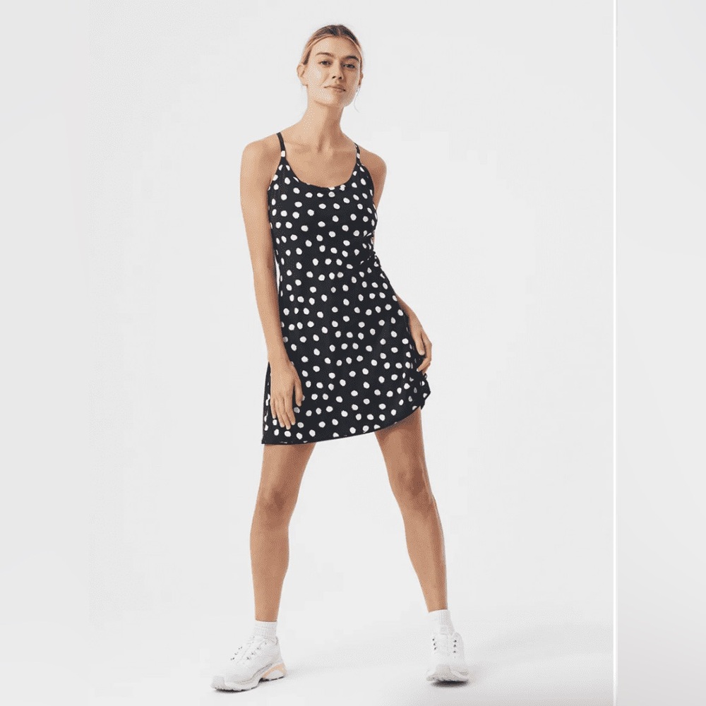 Outdoor Voices Black and White Polka Dot Exercise Dress XS
